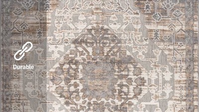 Easy-Care Reversible Gray Synthetic 5' x 7' Area Rug
