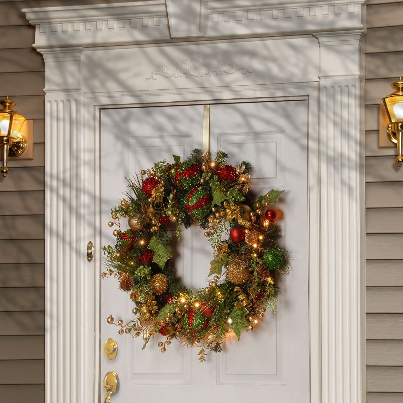 National Tree Company 3" Decorated Christmas Wreath with Battery Operated LED Lights, 3 of 7