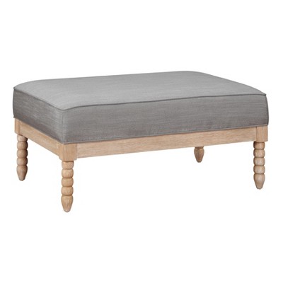 Classic Traditional Ottoman Gray Fabric Upholstery Cushion Seat Solid Wood Furniture 1pc