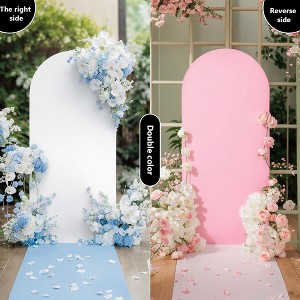 Arch Backdrop Cover, Spandex Fitted 2 Sided Color Wedding Arch Stand Covers, Round Top Backdrop Cover for Birthday Party Ceremony Banquet Decoration - 1 of 4