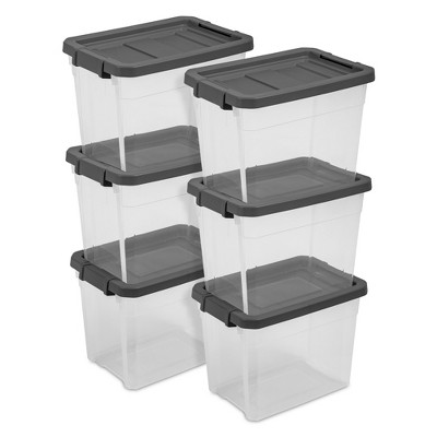 Sterilite Plastic Stackable Storage Container Bin Box Tote with Grey Latching Lid Organizing Solution for Home & Classroom
