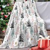 Lomsoe Pink Black Green Christmas Tree Flannel Throw Blanket, Xmas Pine Trees Stars Birthday Gifts for Kids, Winter Holiday Soft Blankets for Bed Sofa - 2 of 4