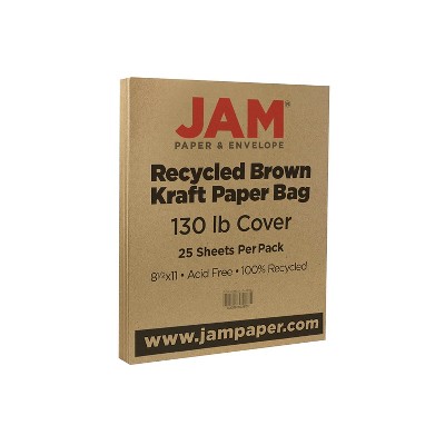 JAM Paper Extra Heavyweight Cardstock Paper 130 lbs. 8.5" x 11" Brown Kraft 25 Sheets/Pack