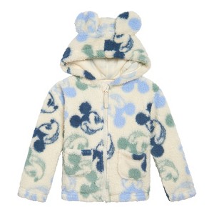 Disney Minnie Mouse Mickey Winnie the Pooh Girls Cozy Faux Sherling Zip Up Cosplay Hoodie Toddler - 1 of 4