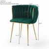 Bestier Set of 2, Modern Velvet Dining Chairs with Golden Metal Legs for Dining Room, Kitchen, Vanity, Living Room - Green - 4 of 4