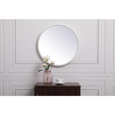 Contemporary 18" Round Silver Wood Wall Mirror