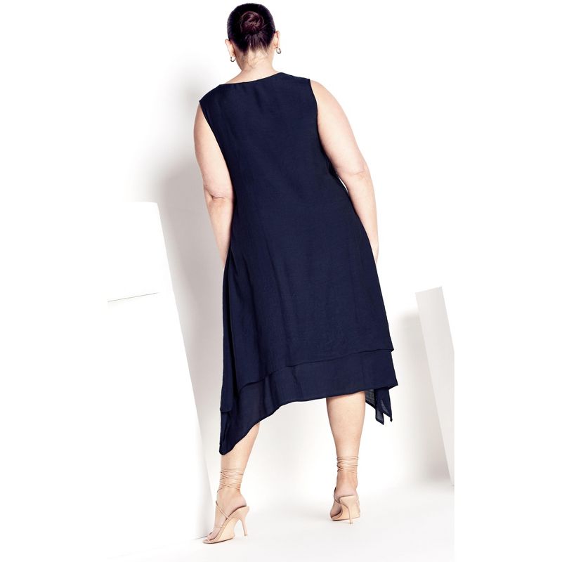 Women's Plus Size Pleat Button Dress - navy | AVENUE, 2 of 4