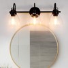 DORESshop Industrial Rustic 25 in. 3-Light Matte Black Seeded Glass Vanity Light, E26 Base without Bulbs - 2 of 4