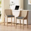 GDFStudio Deville Upholstered 25.5 inch Wood and Cane Counter Stools (Set of 2) - 2 of 4