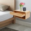 YIYIBYUS Bamboo Wall-mounted Nightstand, Bedside Cabinet with Drawer - 3 of 4