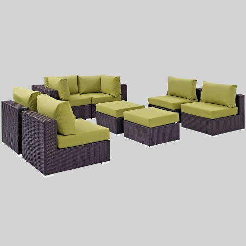 Convene 8pc Outdoor Patio Sectional Set Peridot Modway Target