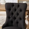 Okak Modern Flax Dining Chairs Set of 2, Comfy Fabric Chairs with High-end Tufted, Kitchen Side Chairs with Solid Wood Legs Nailhead Trim - 3 of 4