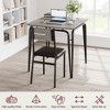 3-Piece Kitchen Dining Room Table Chair Set, Metal Frame Dining Set with Tabletop, Square Dinner Table, Easy Assembly, for Home - 2 of 4