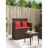 47.2"Patio Bench with Cushions Brown Poly Rattan - 2 of 4