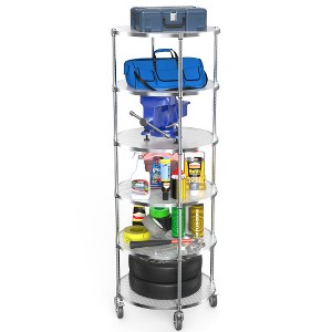 Dolonm Heavy Duty Adjustable Storage Rack Metal Shelf Wire Shelving Unit with Wheels & Shelf Liners - 1 of 4