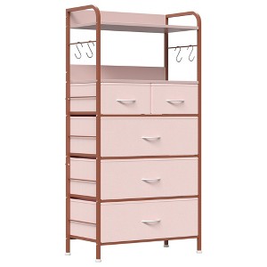 5 Drawers Dresser for Bedroom, 47" Tall Dresser Chest of Drawers with Side Hooks, Fabric Closet Dresser Tower Furniture - 1 of 4