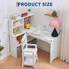 Desk and Chair Set for Children, L Shape Kids Study Table - Features Bulletin Board Open Shelves & Storage Cabinets and Cloth Drawers - 2 of 4