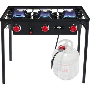 Hike Crew 3-Burner 225,000 BTU Gas Camping Stove, Portable Stove w/Auto Ignition & More! - 1 of 4