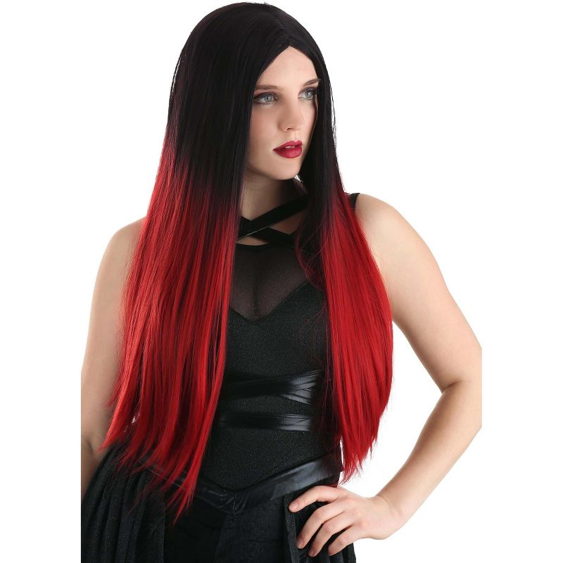 HalloweenCostumes.com  Women  Black and Red Ombre Adult  Wig, Black/Red, 3 of 7