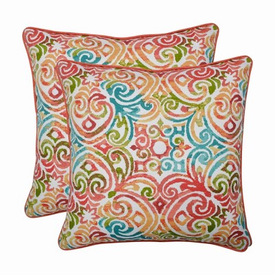 2pc Corinthian Outdoor Throw Pillows Driftwood Black - Pillow Perfect