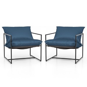 Tangkula Set of 2 Sling Accent Chair Indoor Outdoor Leisure Chair w/ Cushions - 1 of 4