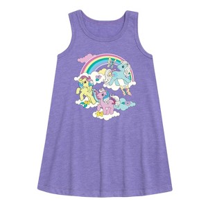 Girls' - My Little Pony - Rainbow Scene Graphic Sleeveless Aline Dress - 1 of 3