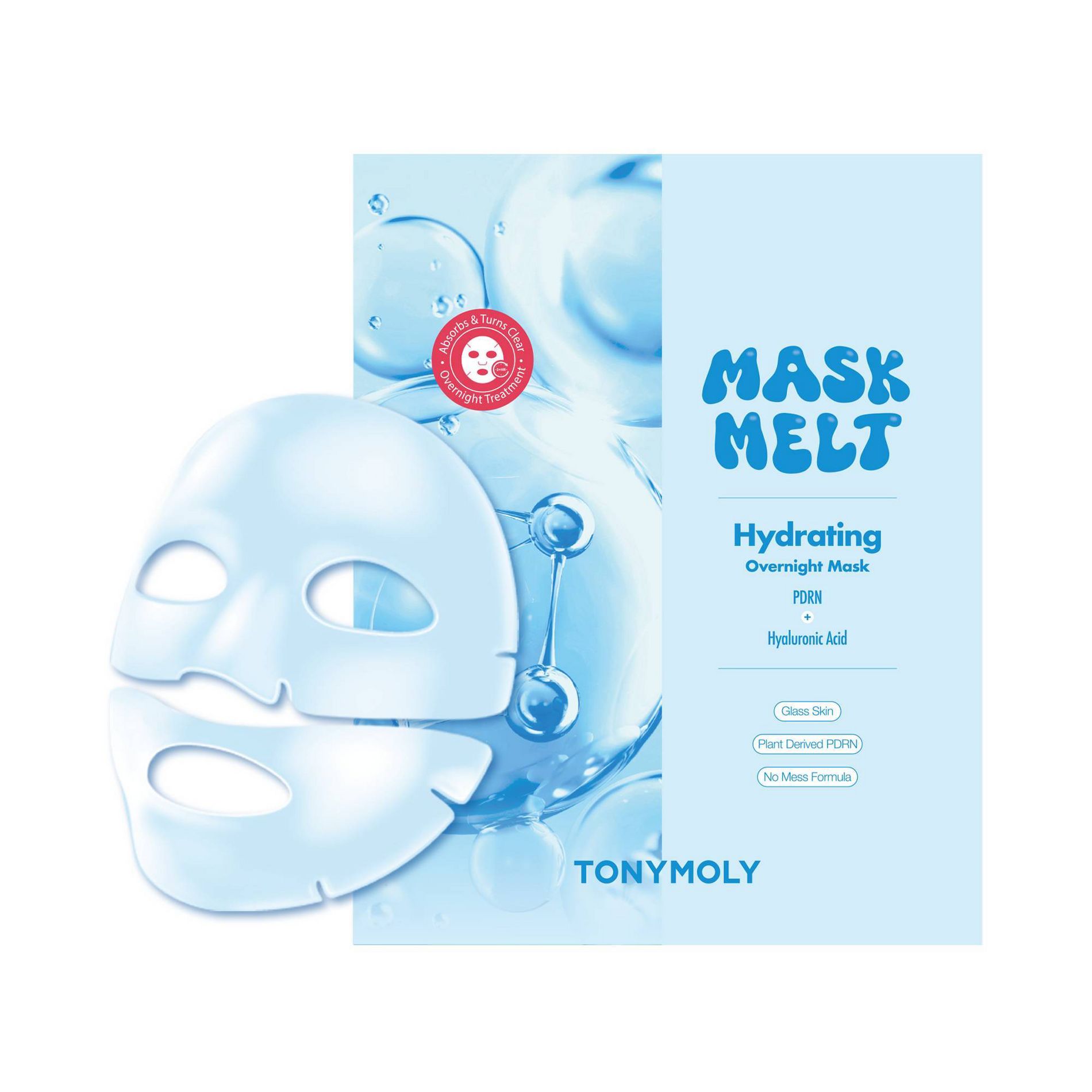 TONYMOLY PDRN + Hyaluronic Acid Overnight Hydrogel Mask - 33g: Facial Treatment, For Normal Skin, Unscented