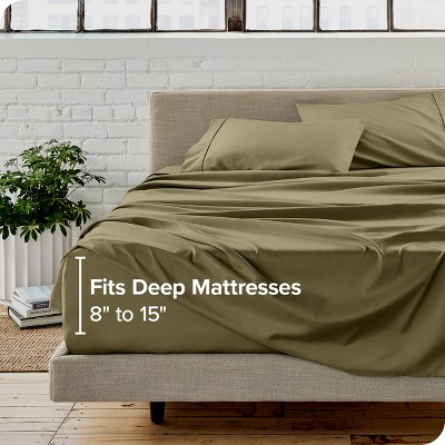 Olive Full-XL Microfiber Deep Pocket 4-Piece Sheet Set