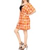 LA LEELA Women's Summer Plus Size Holiday Beachwear Bathing Suit Front Open Duster Vacation Swimwear Coverups Cardigan 2X-3X Orange, Check - 2 of 4