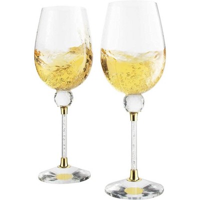 The Wine Savant Diamond Studded Wine Glasses, Perfect Addition to Home Bar, Unique Style & Decor - 2 pk