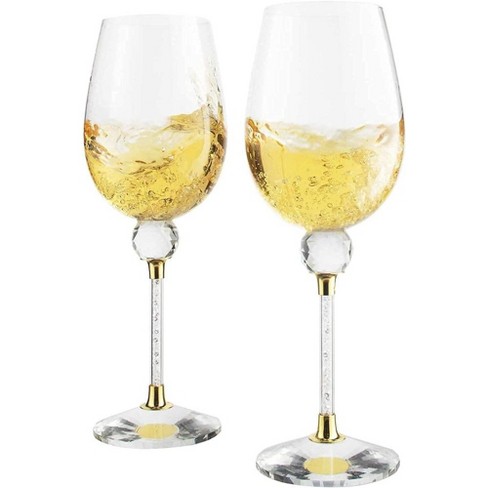 Diamond Studded Martini Glasses Set of 2 - The Wine Savant - Gold Rimm