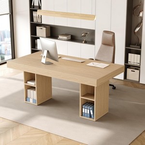 Double-Sided Storage Dining Table with 10 Compartments - 500lb Capacity, Steel-Reinforced Base, Scratch-Resistant MDF Top for Home & Cafe - 1 of 4