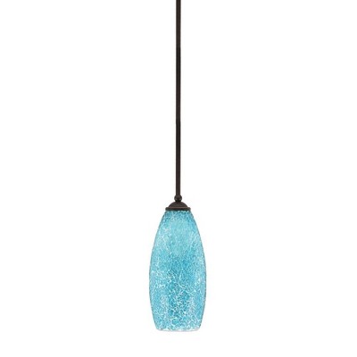 Toltec Lighting Zilo 1 - Light Pendant in  Dark Granite with 5.5" Turquoise Fusion Shade