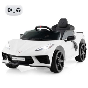Costway 12V Electric Kids Ride On Car with Remote Control Wireless Connection Lights Orange/Pink/Red/White - 1 of 4