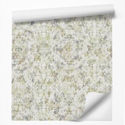 Americanflat Peel & Stick Wallpaper Roll -Green Soft Flowers by DecoWorks