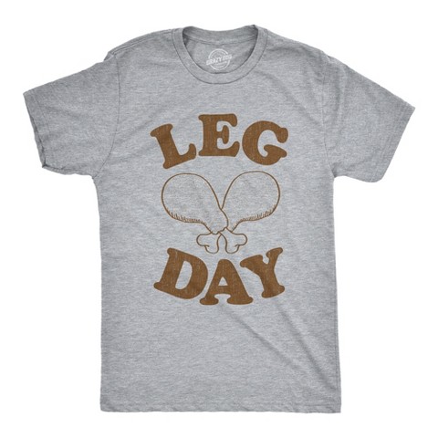 Мужские футболки Crazy Dog T-Shirts, Inc. Mens Leg Day T Shirt Funny Thanksgiving Turkey Dinner Tee - Crazy Dog Men's T Shirt for Thanksgiving Light Grey S