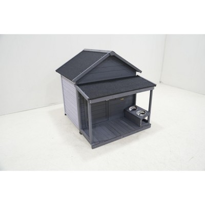 UbMelt Outdoor Dog House with Porch Wooden Dog Kennel Puppy Shelter Waterproof&Durable,Gray
