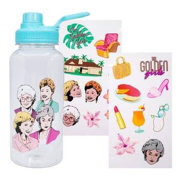 Silver Buffalo The Golden Girls 32-Ounce Twist Spout Water Bottle And Sticker Set