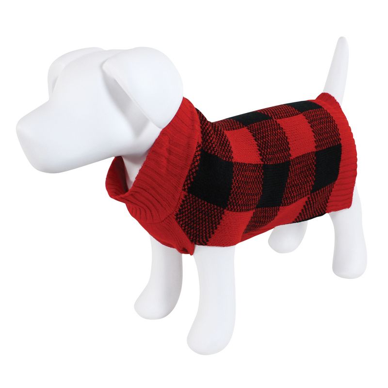 Luvable Friends Dogs and Cats Knit Pet Sweater, Buffalo Plaid, 1 of 8