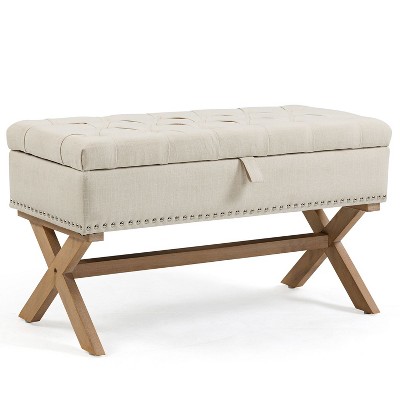 NicBex Modern 35.1" Storage Bench Wood Accent Stools with Button Tufted for Bedroom and Entryway