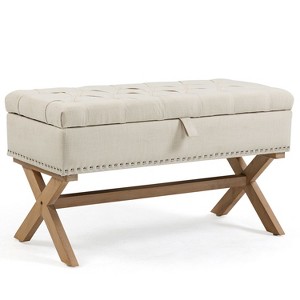 NicBex Modern 35.1" Storage Bench Wood Accent Stools with Button Tufted for Bedroom and Entryway - 1 of 4