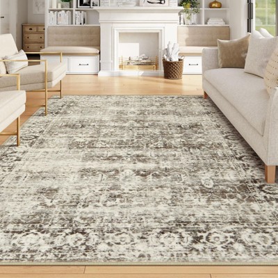 Lahome Machine Washable Traditional Design Floor Mat-Non Slip Ultra Thin Soft Rug for Living Room, Bedroom, or Office