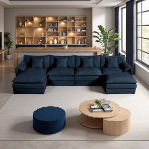 143.31" Chenille U-Shaped Modular Cloud Sectional Sofa, 6-Piece Set - 1 of 4