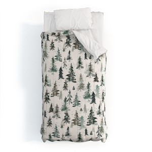 Ninola Design Winter Snow Trees Forest Neutral Comforter + Pillow Sham(s) - Deny Designs - 1 of 3
