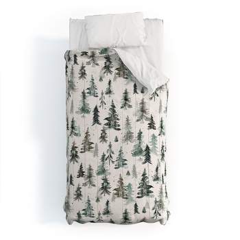 Ninola Design Winter Snow Trees Forest Neutral Comforter + Pillow Sham(s) - Deny Designs