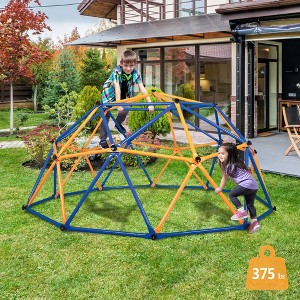 Sandinrayli 9.7 ft. Outdoor Metal Kids Climbing Dome Backyard Jungle Gym Play Set, Blue Plus Yellow - 1 of 4