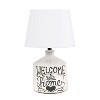 Creekwood Home 14.9" Vintage Farmhouse "Welcome to Our Home" Accent Table Lamp White Wash - 4 of 4