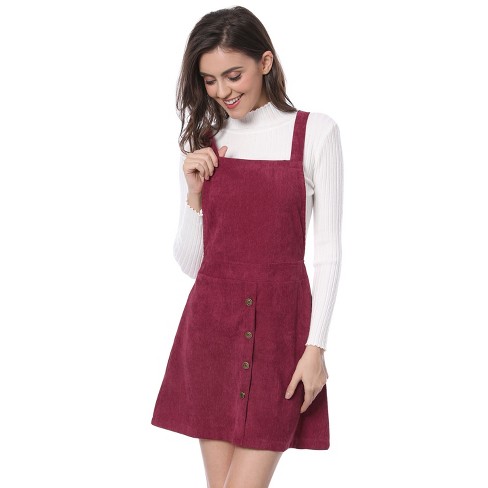 Corduroy overall dress burgundy hotsell