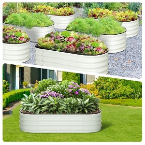 Outdoor Planter Raised Boxes for Vegetables,Flowers，2 Pcs Oval Raised Garden Bed,Galvanized Raised Beds,Open-Ended Base Metal Raised Planter Beds - 1 of 4
