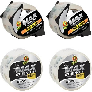 Duck Max Strength Clear Packing Tape Rolls, 1.88 Inch x 54.6 Yards Each - 1 of 4
